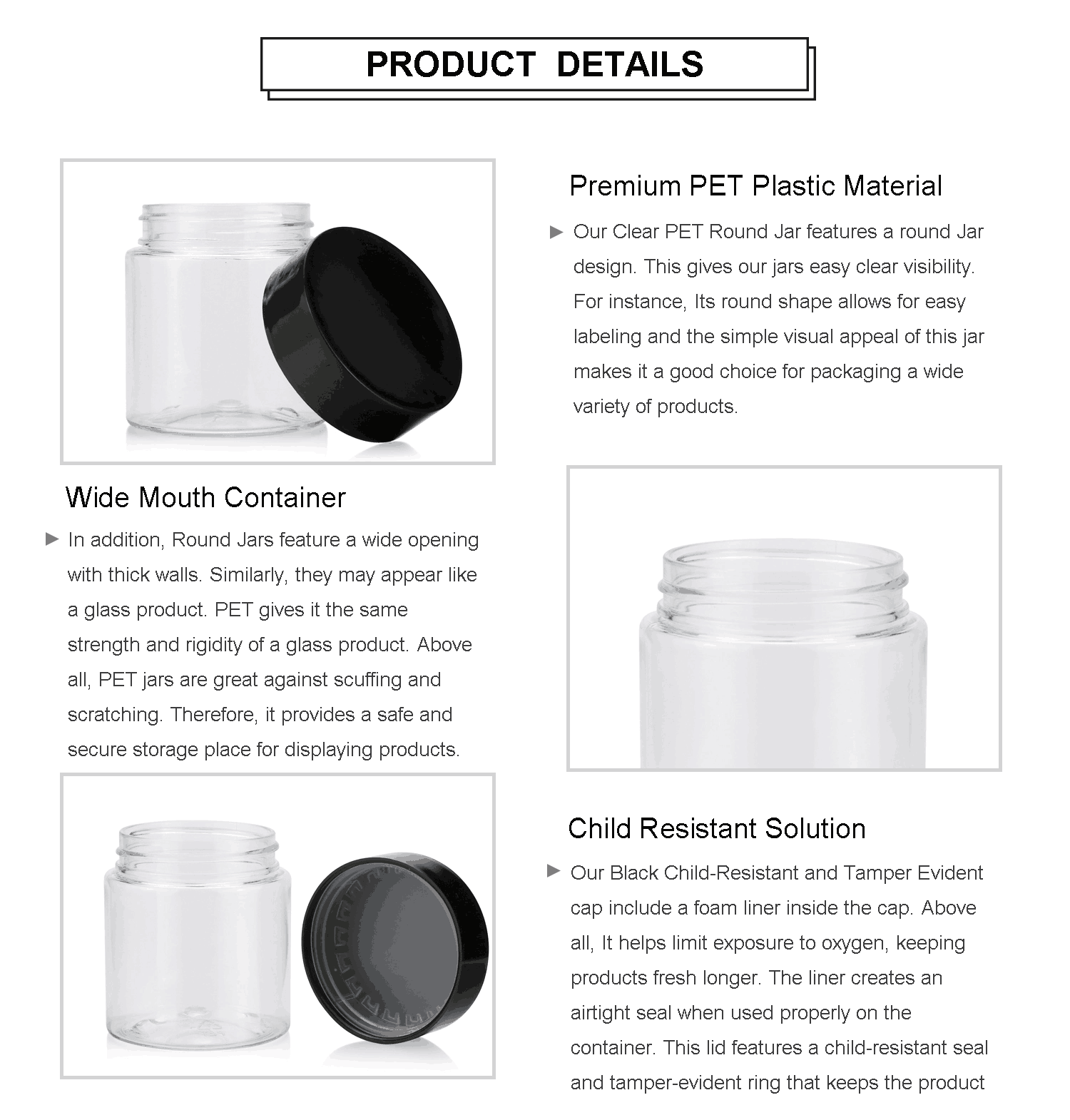 120ml Push And Turn Cap Child Resistant Plastic Jar