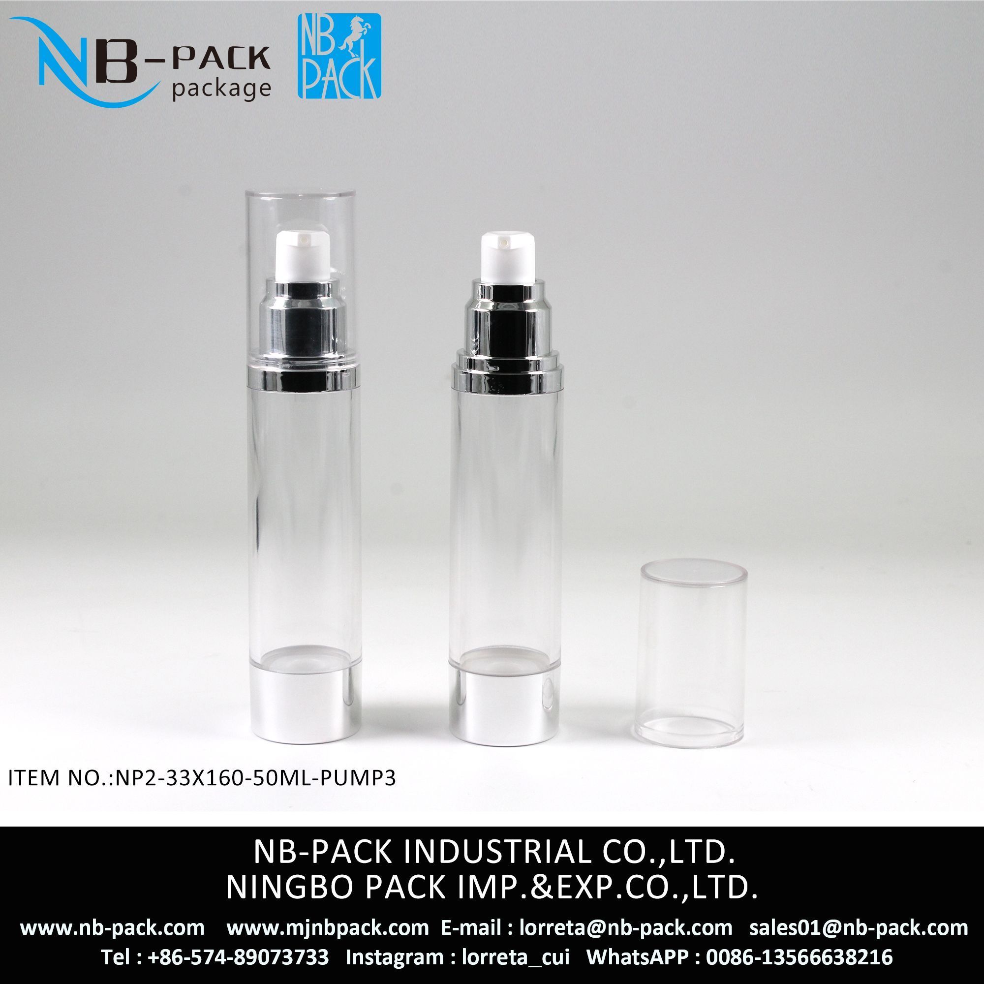 50ml Plastic Airless pump Bottle