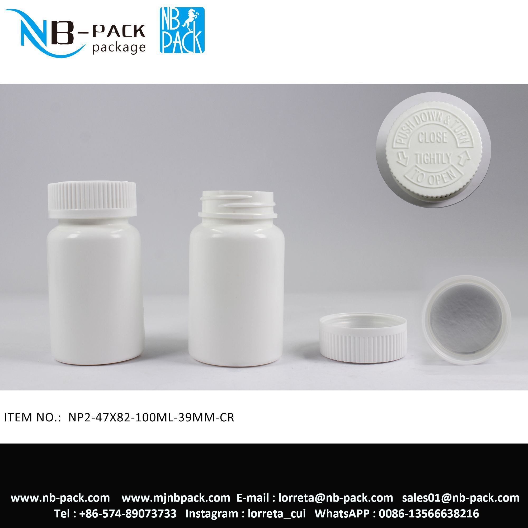 100ml Child Proof Plastic PE Medical Pill Bottle