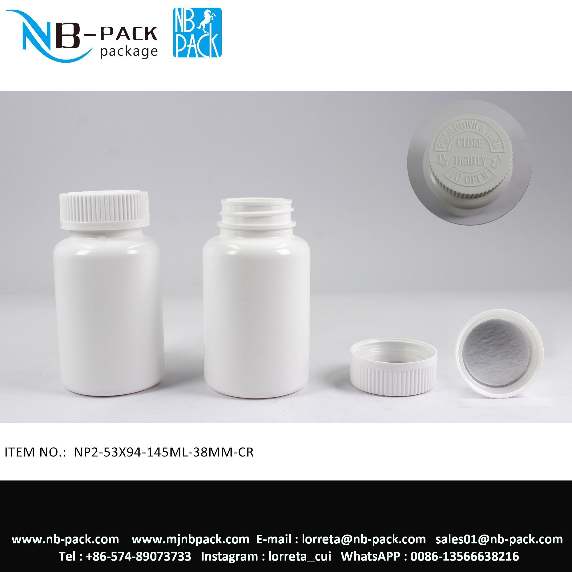 145ml Child Proof Plastic PE Medical Pill Bottle