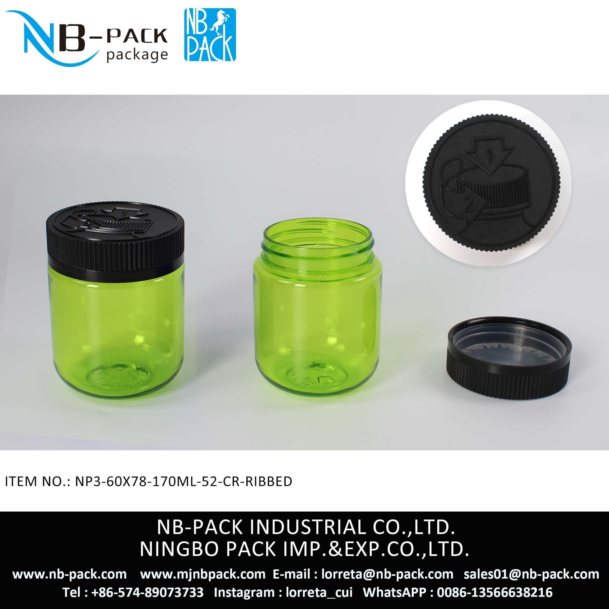 160ml Push And Turn Cap Child Resistant Plastic Jar