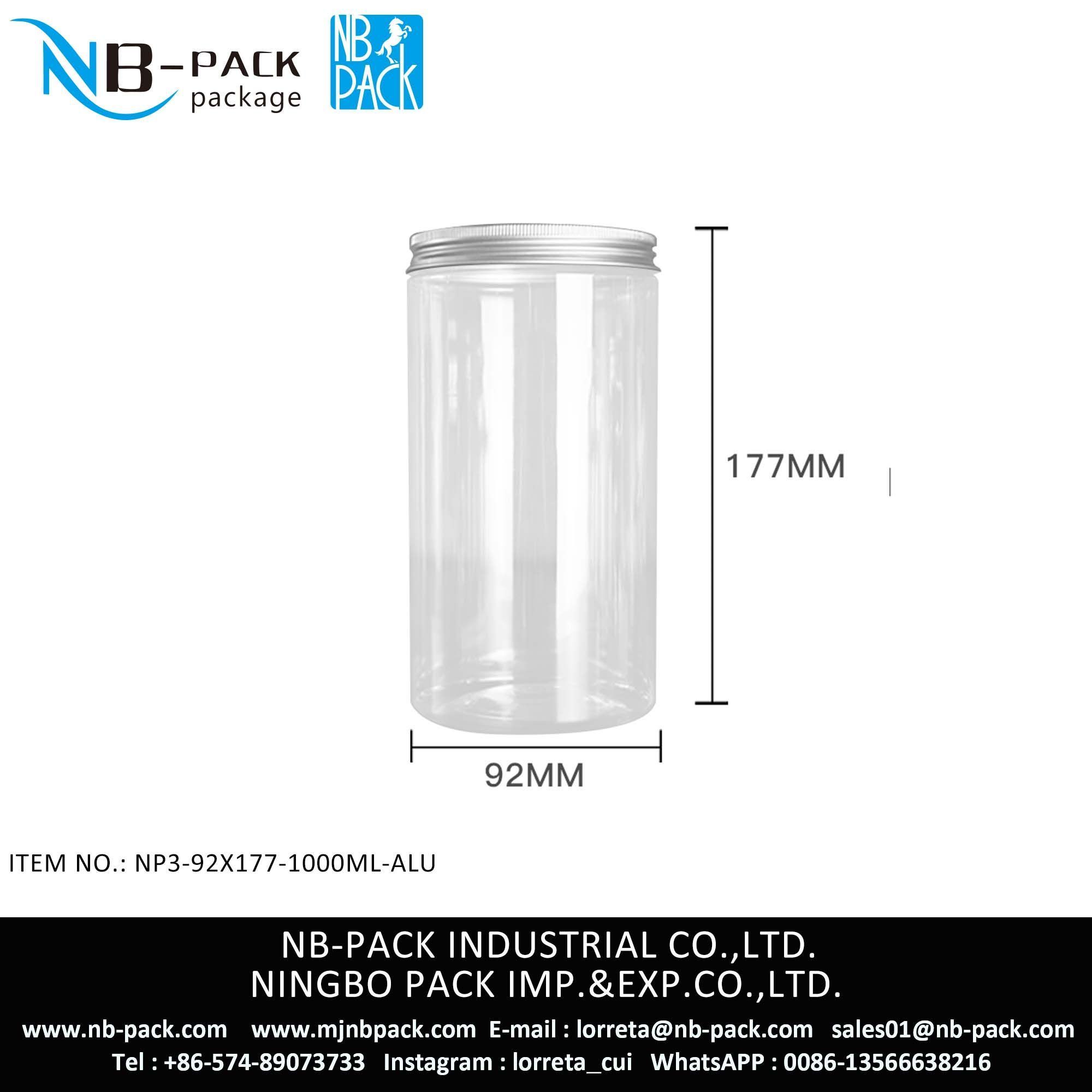 1000ml Pet Plastic Jar With Aluminum Cap