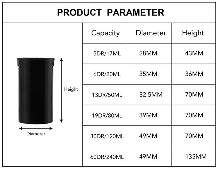 40DR POP TOP Plastic Vial